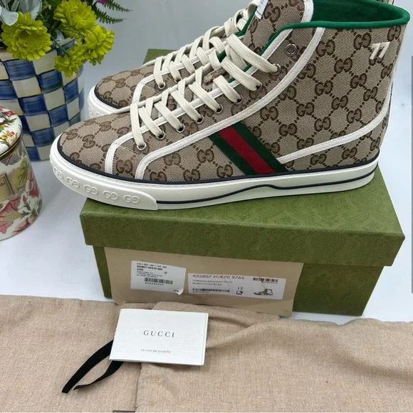 Men’s Gucci 1977 tennis high top sneakers size 12 made in Italy